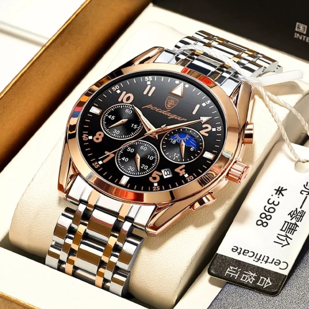POEDAGAR Stylish Stainless Steel Watch For MenTop Luxury Fashion Business Wristwatch Waterproof Luminous Quartz Watches Relogio Masculino